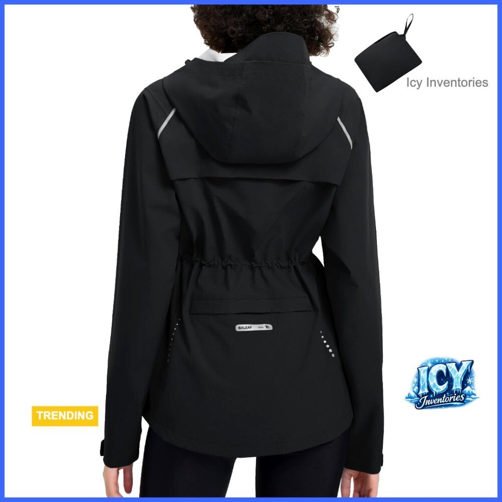 Waterproof Polyester Rain Jacket Lightweight Packable Reflective Hooded